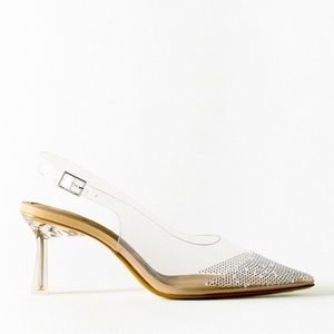 NWT Acrylic Rhinestone Low Heels